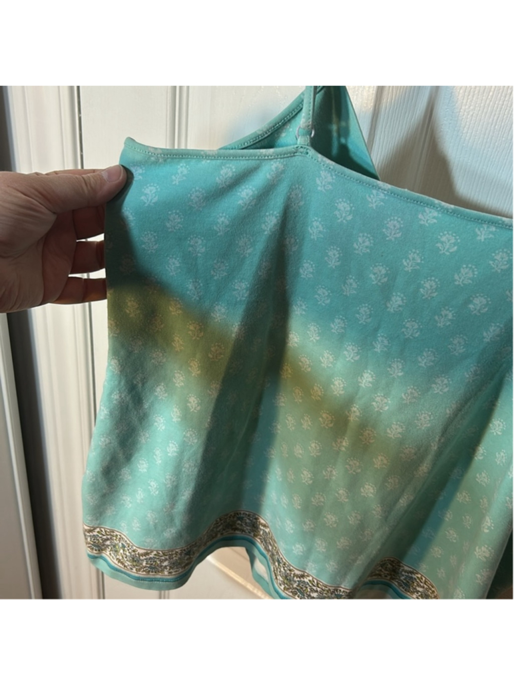Y2K boho floral aqua tank top with adjustable straps size XL - Picture 5 of 6